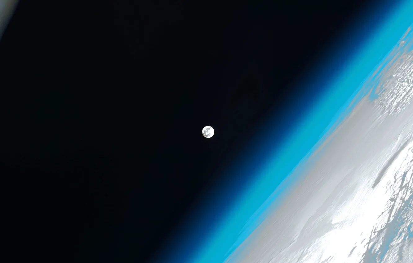 Фото обои атмосфера, Луна, Земля, МКС, фото NASA