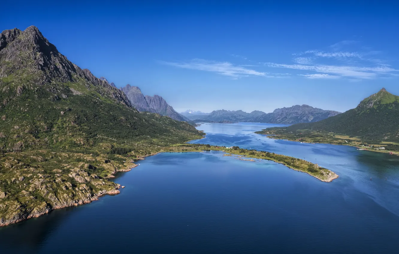 Фото обои горы, Норвегия, Lofoten