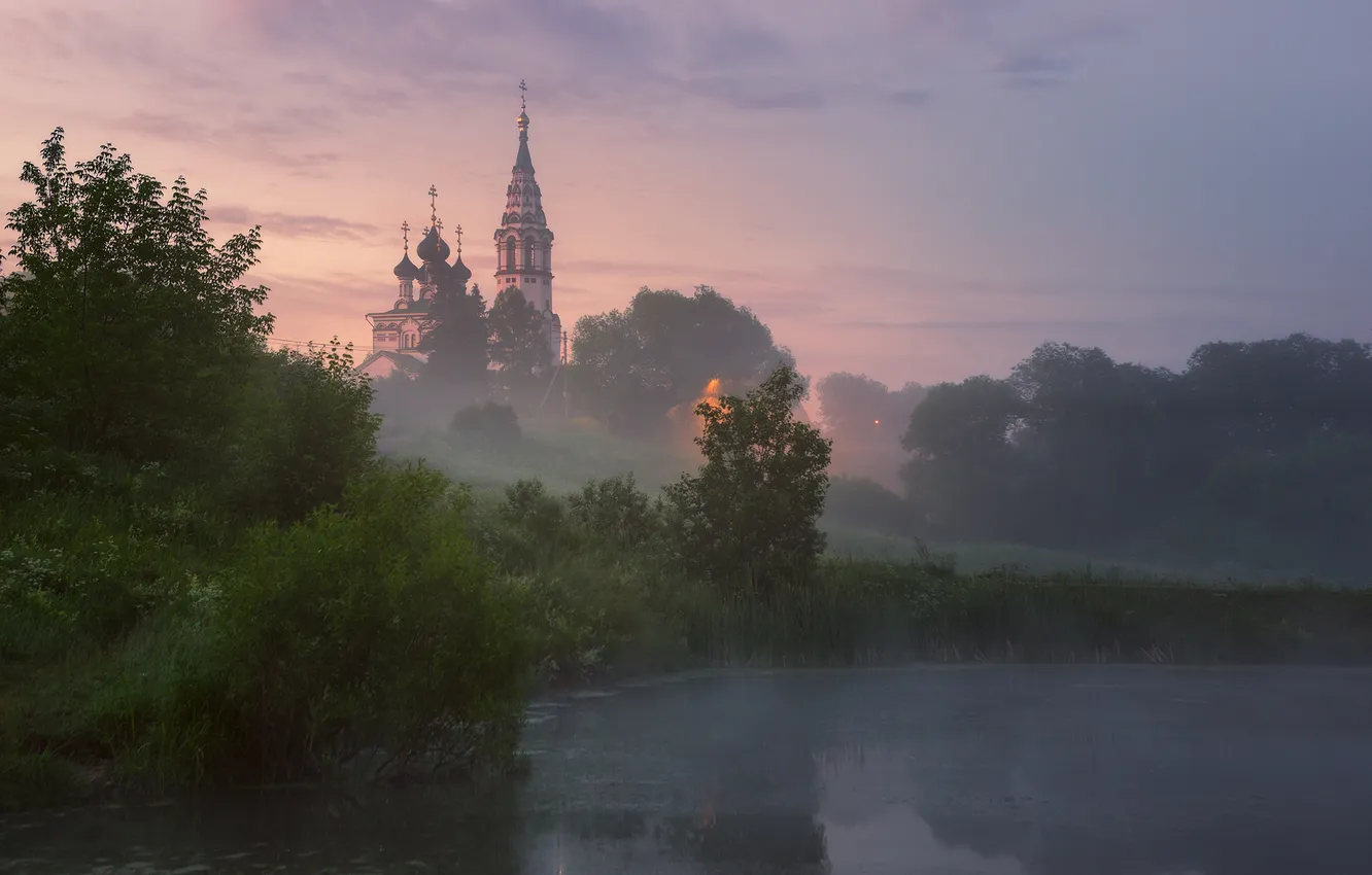 Фото обои Подмосковье, Успенская церковь, Александр Стрельчук, Село Валищево, летний этюд