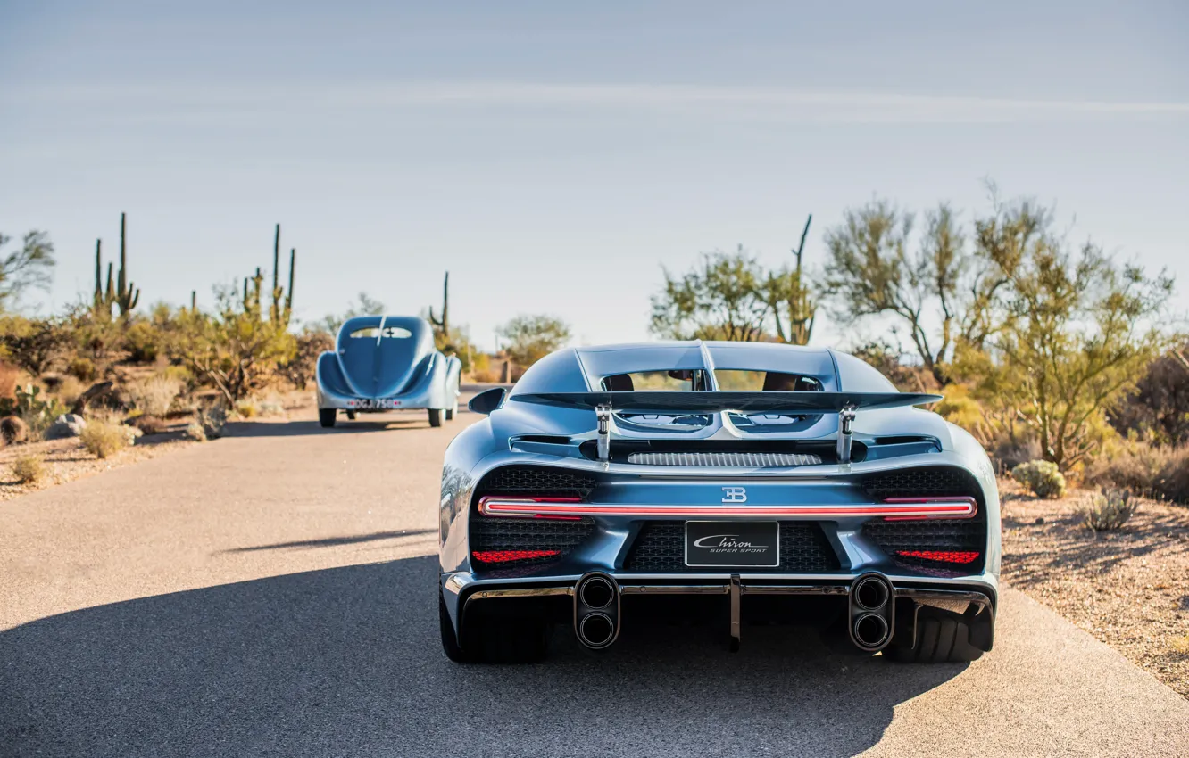 Фото обои Bugatti Chiron Super Sport "57 One of One", Chiron, Bugatti Type 57SC Atlantic, rear view, …