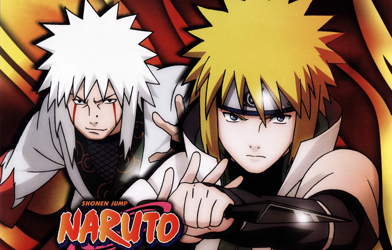 Фото обои взгляд, Naruto, кунай, ninja, четвертый хокаге, Jiraiya, Naruto Shippuden, два парня