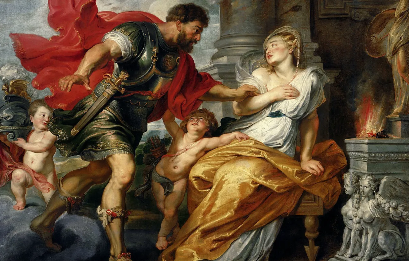 Фото обои картина, Питер Пауль Рубенс, мифология, Pieter Paul Rubens, Марс и Рея Сильвия