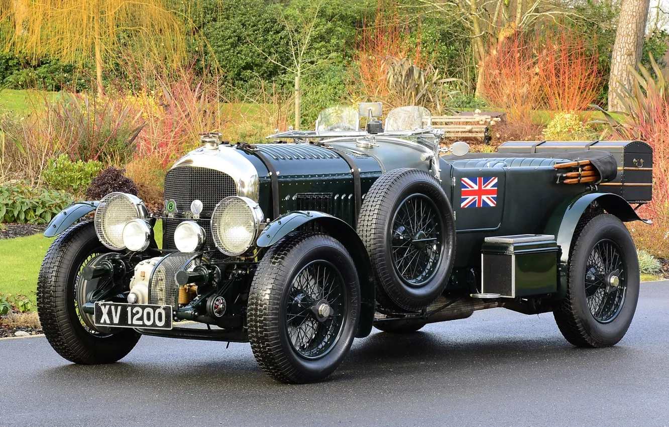 Фото обои ретро, Bentley, Бентли, кусты, передок, бентли, 1926, Blower