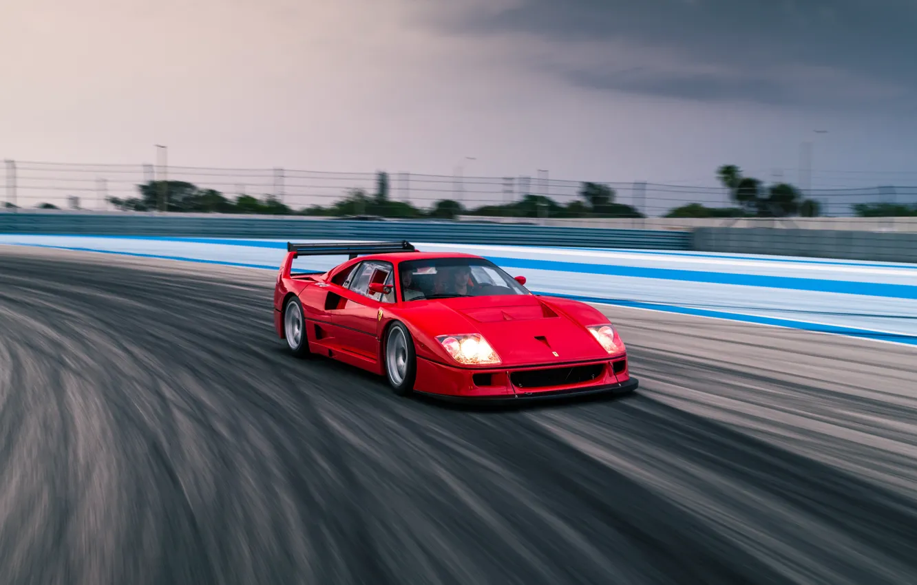 Фото обои Ferrari, F40, supercar, motion, Ferrari F40 LM by Michelotto
