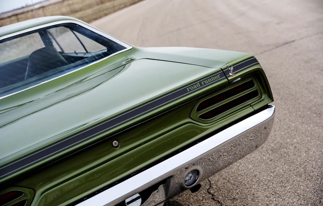 Фото обои close-up, 1970, Plymouth, rear, Road Runner, Plymouth Road Runner 440+6 Hardtop Coupe