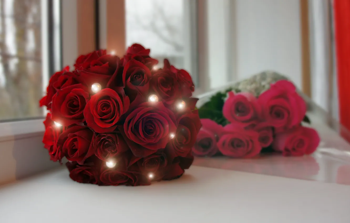 Фото обои розы, букет, свадьба