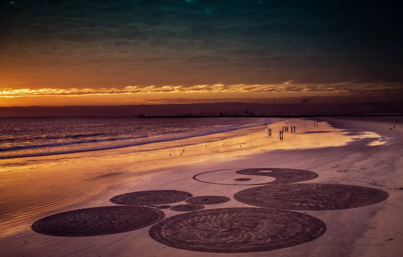 Фото обои landscape, sand, Beach Circles