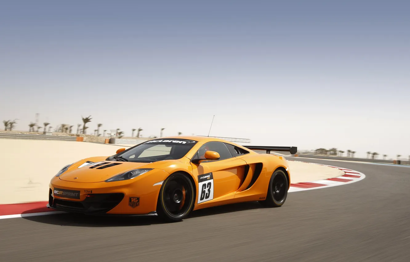 Фото обои McLaren, supercar, MP4-12C, speed, orange, Sprint