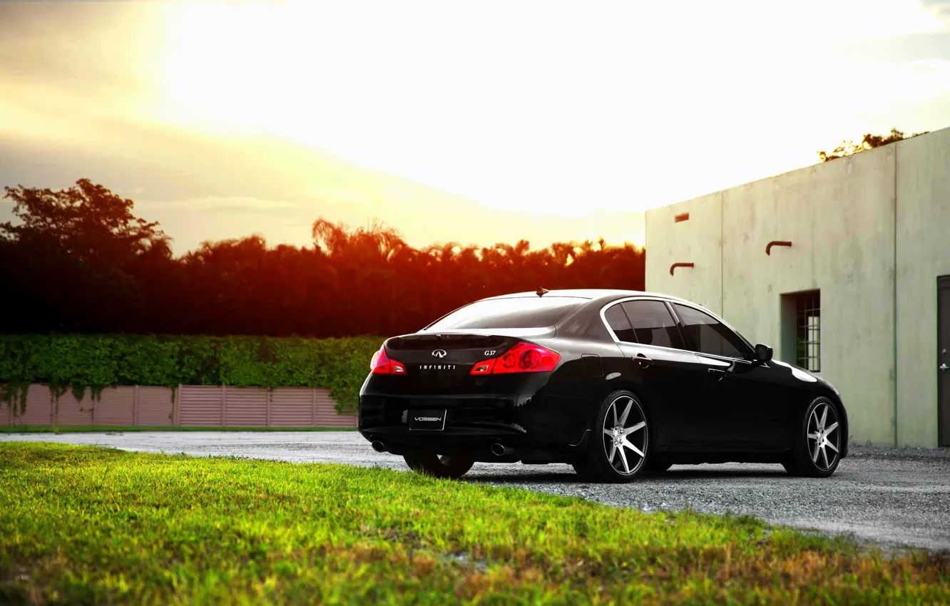 Фото обои Infiniti, black, vossen, Sedan, G37