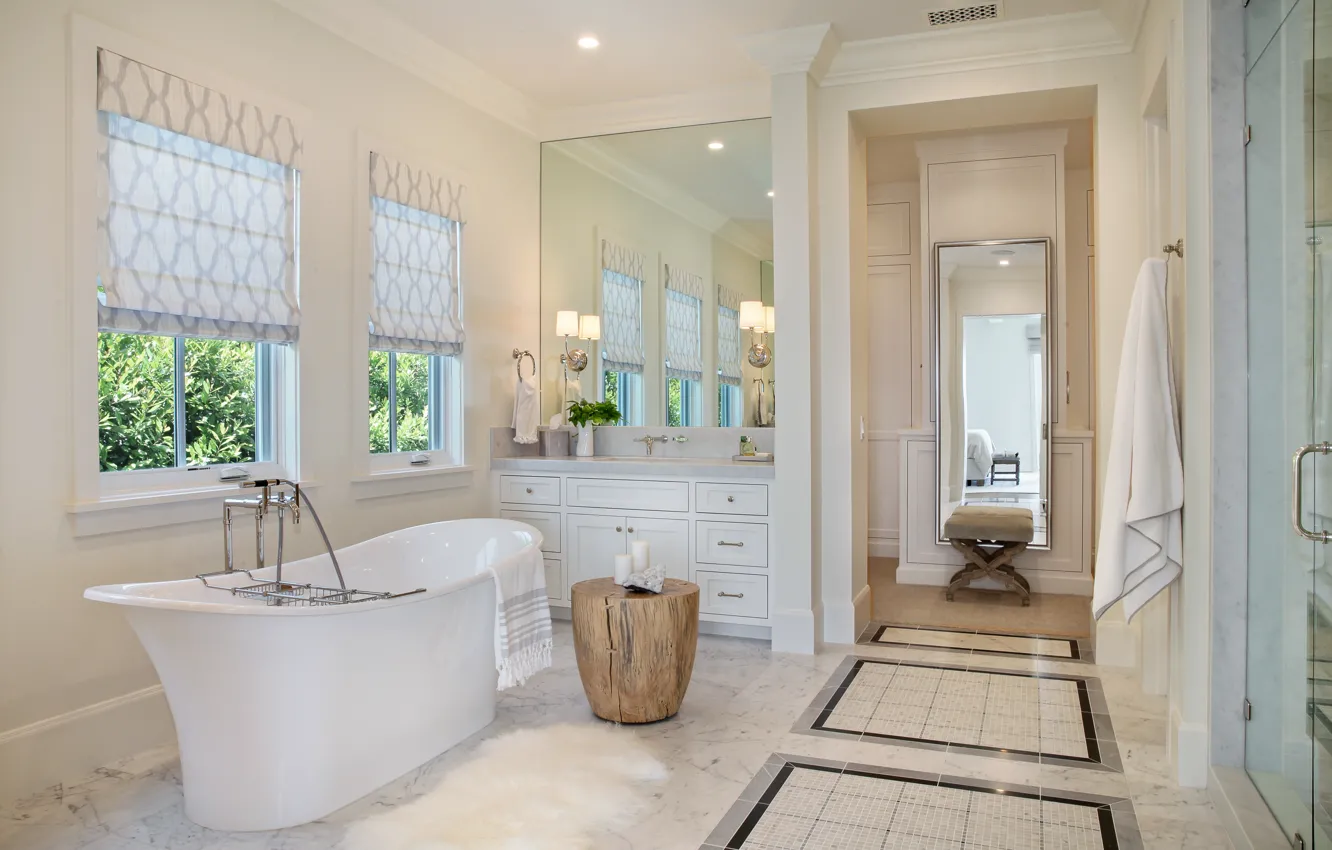 Фото обои зеркало, ванна, Design, Bathroom, Interior