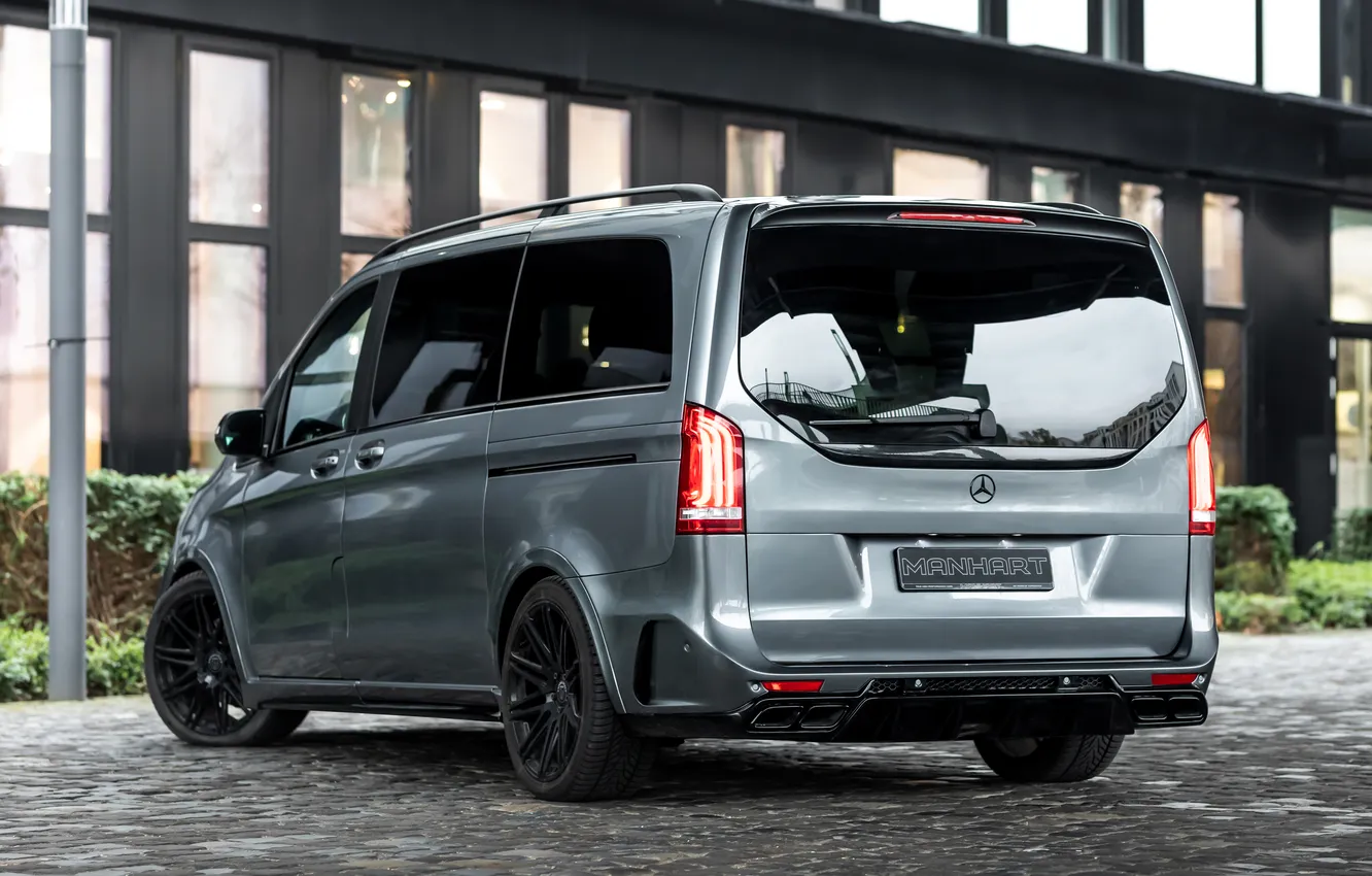 Фото обои Mercedes-Benz, Mercedes, Grey, Rear, Manhart, V-Class