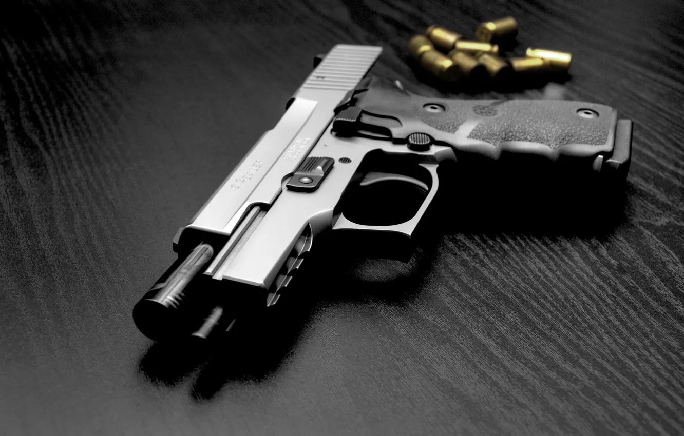 Фото обои пистолет, оружие, патроны, SIG