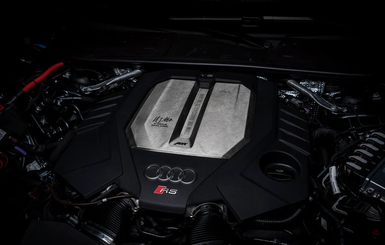 Фото обои Audi, двигатель, крышка, ABT, универсал, TFSI, RS 6, 2020