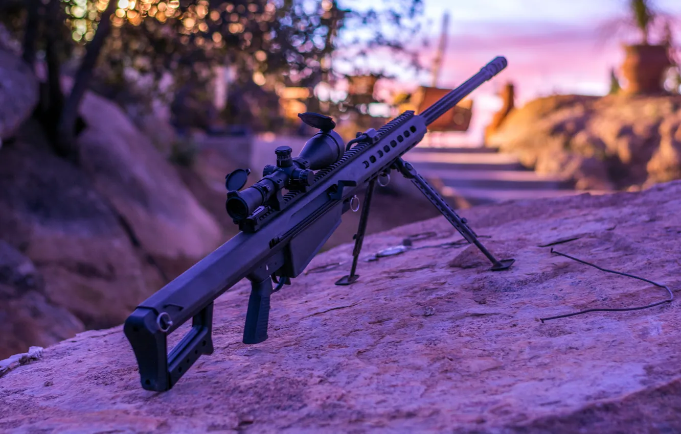 Фото обои винтовка, снайперская, самозарядная, крупнокалиберная, Barrett M82