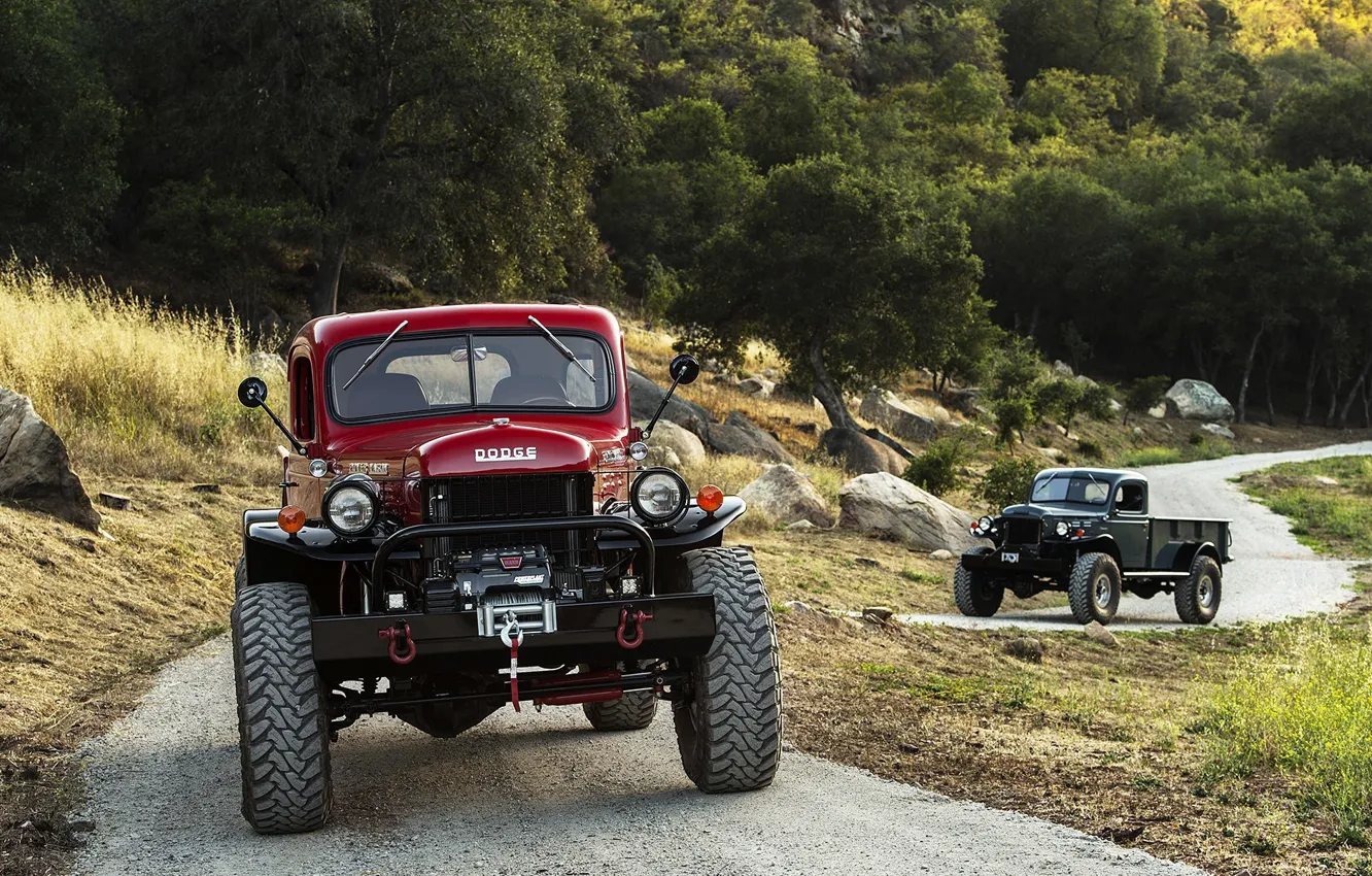 Фото обои Red, Road, Trucks, Dodge Power Wagon