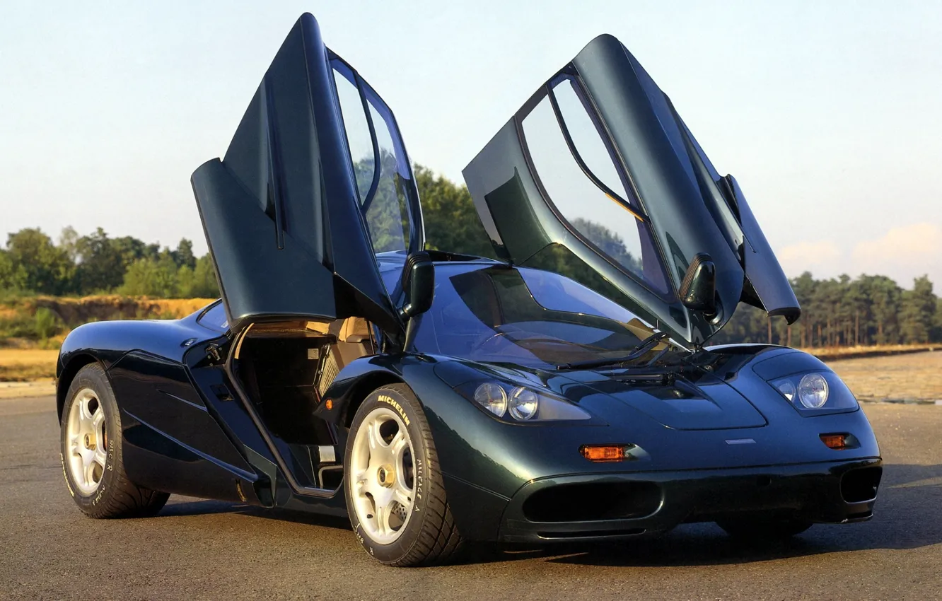 Фото обои фон, McLaren, двери, МакЛарен, суперкар.гиперкар, зелёный.передок, XP5
