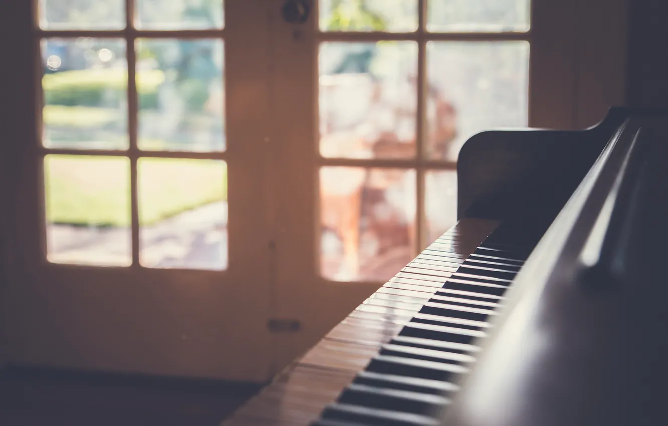 Фото обои дверь, клавиши, пианино