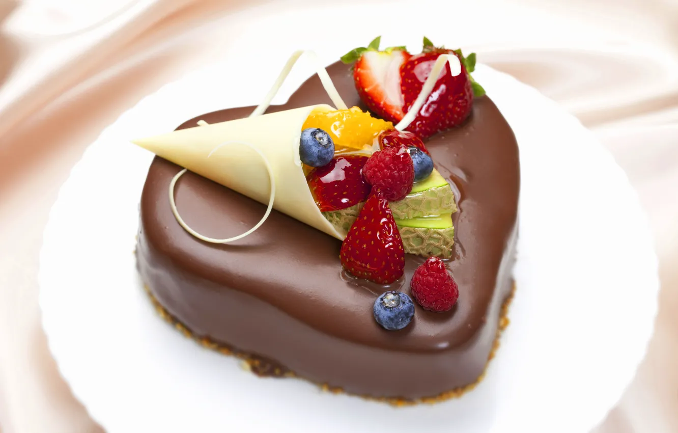 Фото обои ягоды, малина, шоколад, черника, клубника, торт, сладкое, chocolate