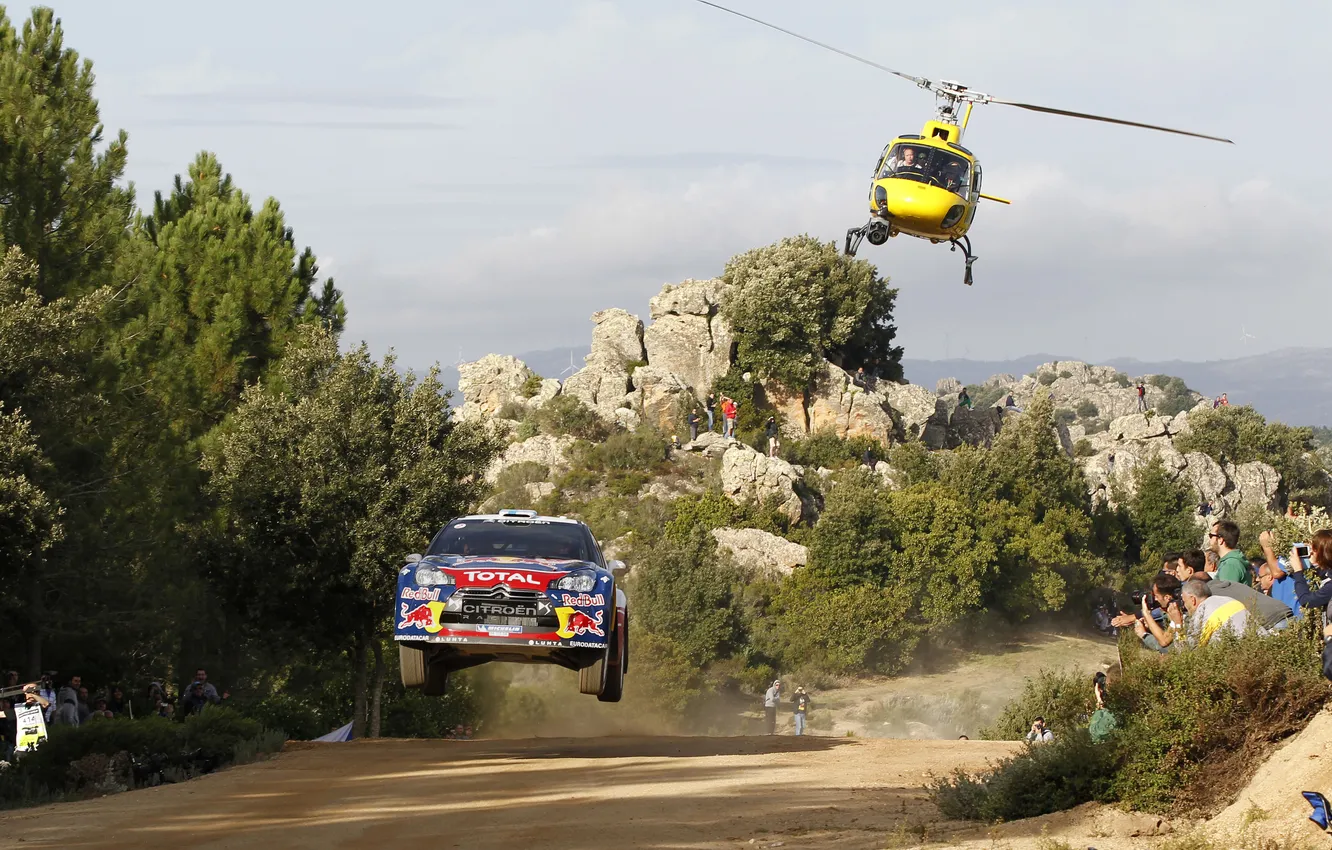 Фото обои Авто, Спорт, Скорость, Вертолет, Гонка, Citroen, DS3, WRC