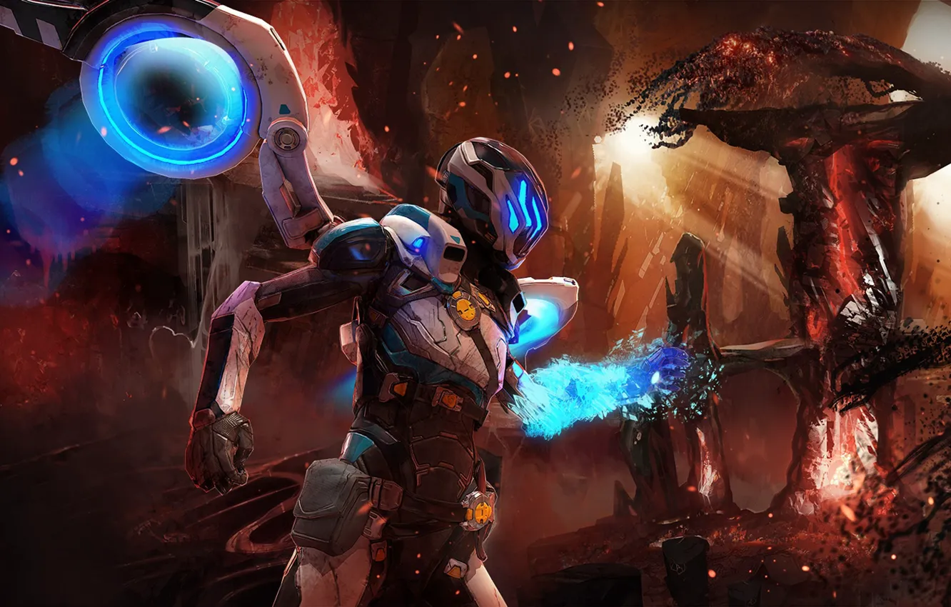 Фото обои игра, робот, арт, Matterfall