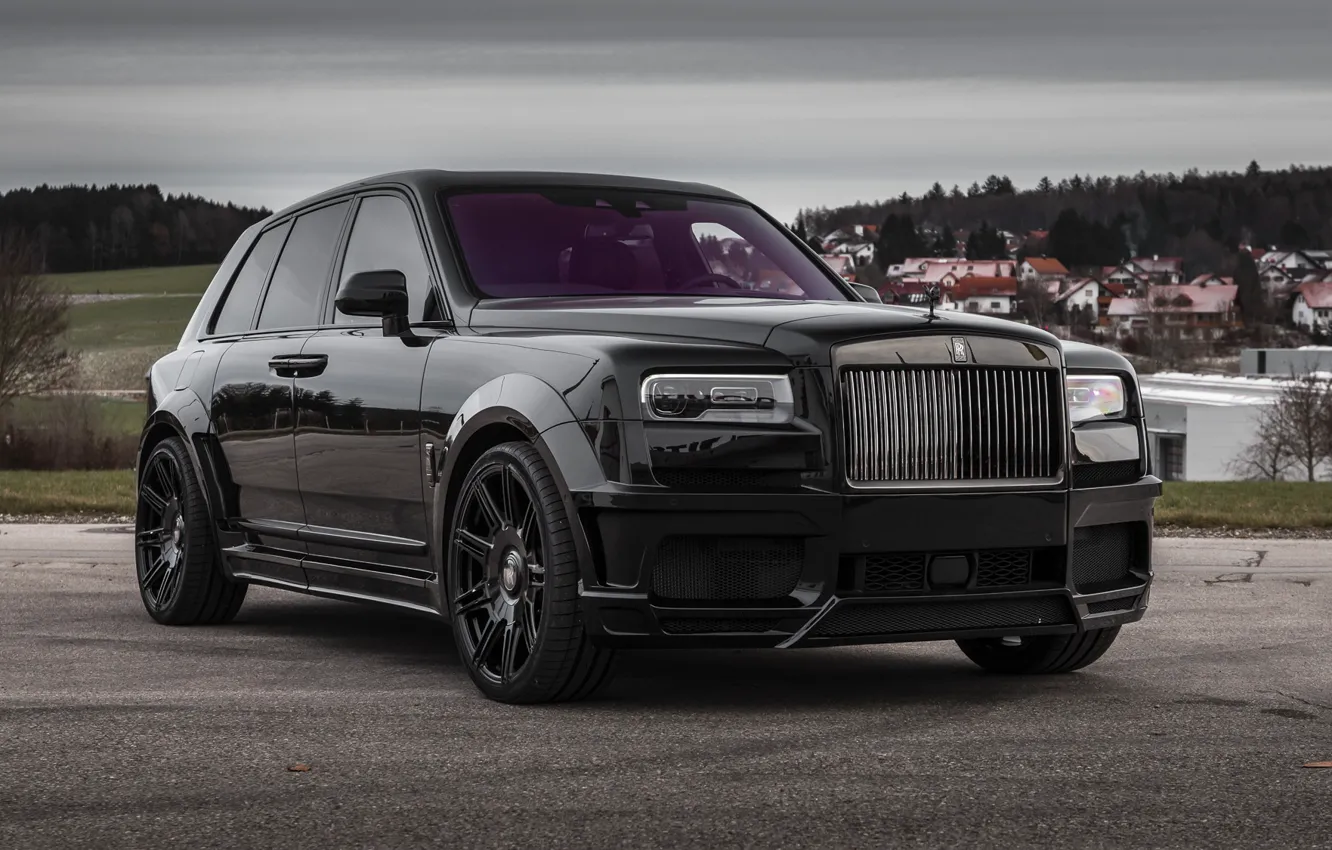 Фото обои Black, SUV, Face, Rols Royce, Brick, Cullinan