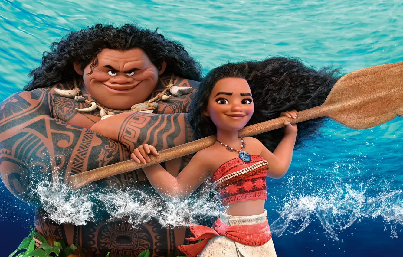 Фото обои вода, мультфильм, постер, Walt Disney Pictures, Мауи, Maui, Moana, Моана