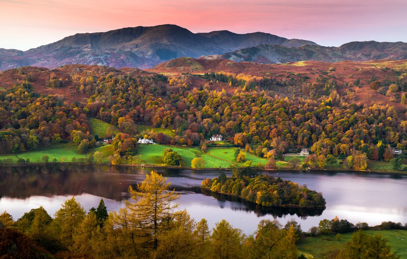 Фото обои Англия, Осень, Autumn, England, Lake District, Cumbria, Озерный край, Камбрия
