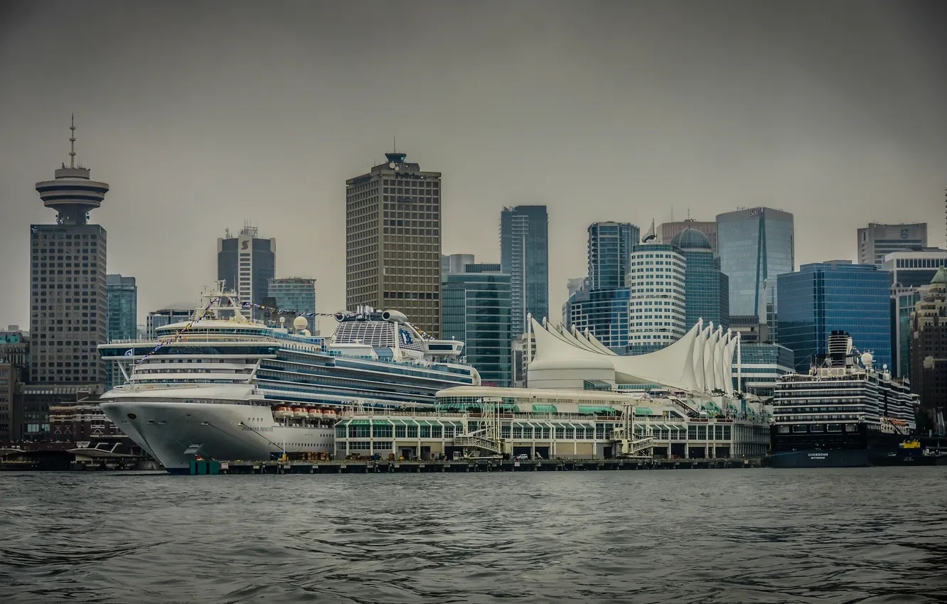 Фото обои порт, Канада, Ванкувер, Canada, Vancouver, лайнеры, Diamond Princess