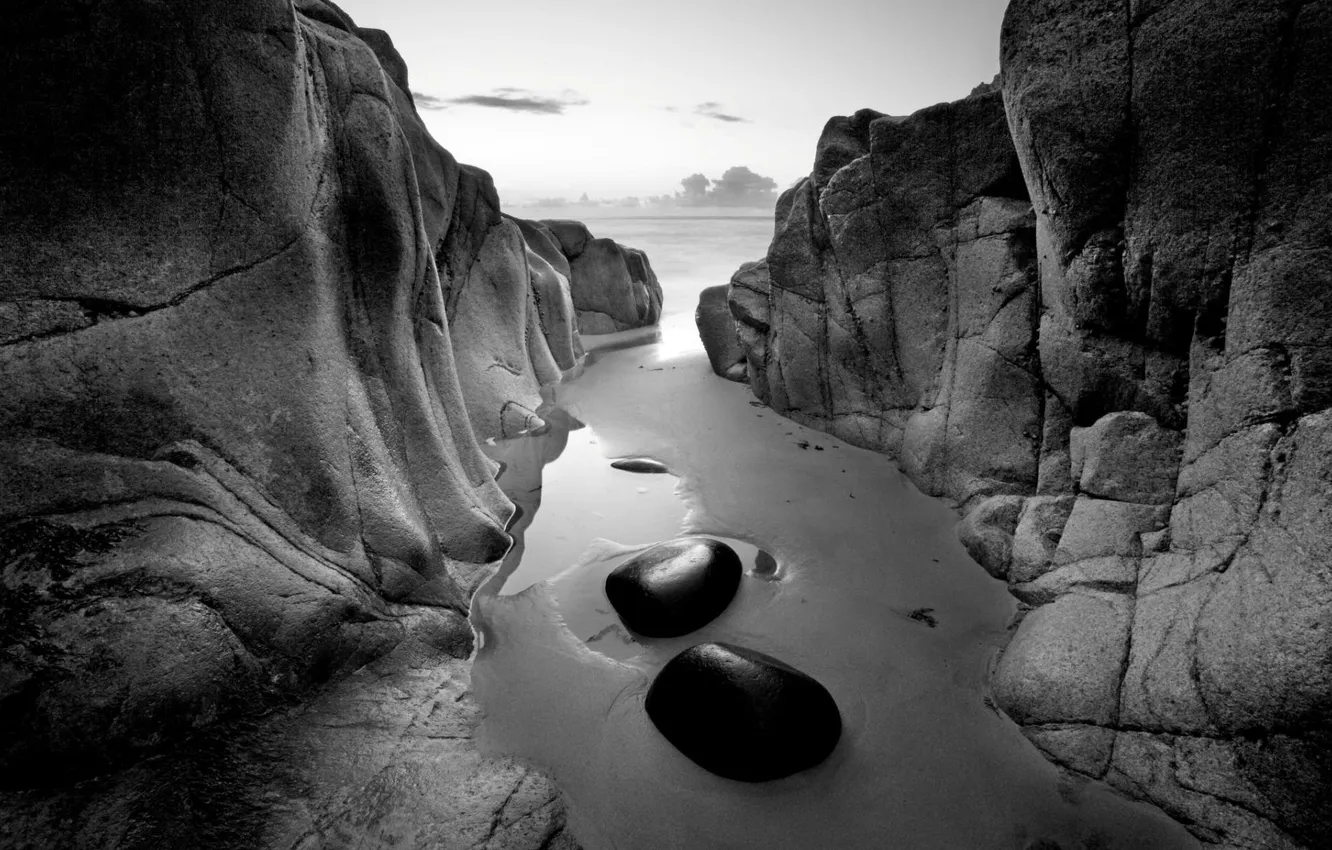 Фото обои песок, море, пейзаж, камни, фото, фон, скалы, обои