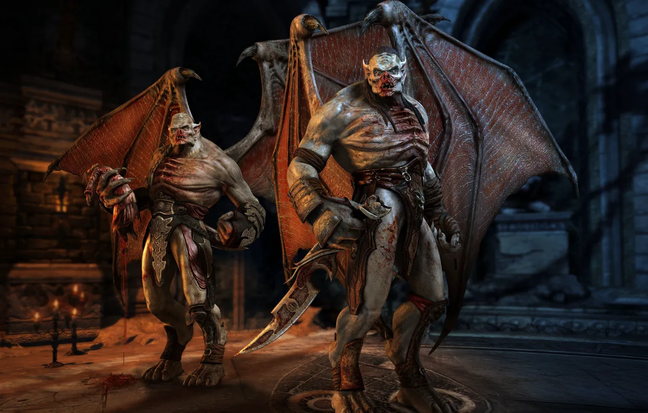 Фото обои demon, sword, blood, game, monster, devil, dead, wings