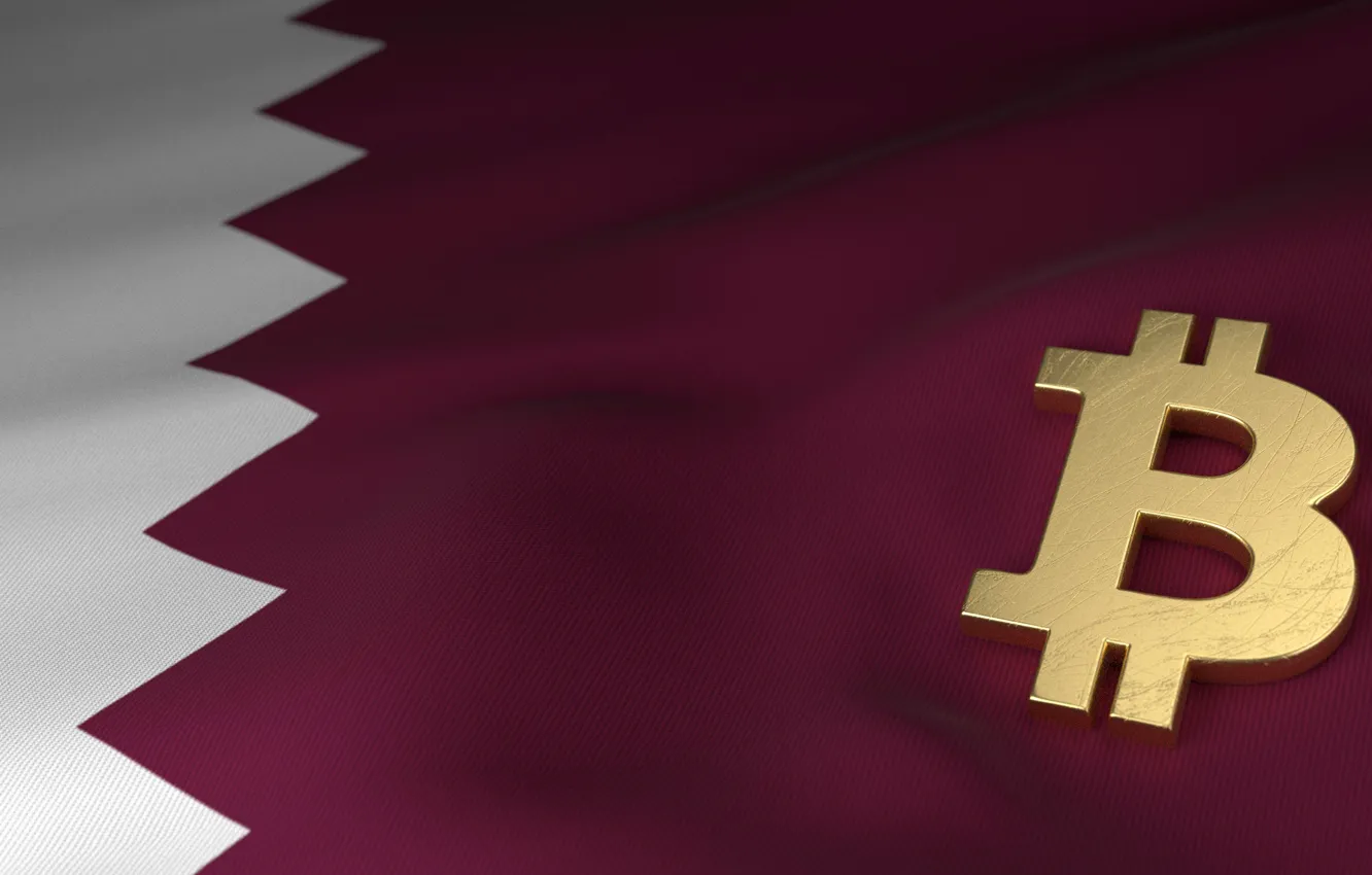 Фото обои размытие, флаг, flag, qatar, bitcoin, биткоин, btc, катар