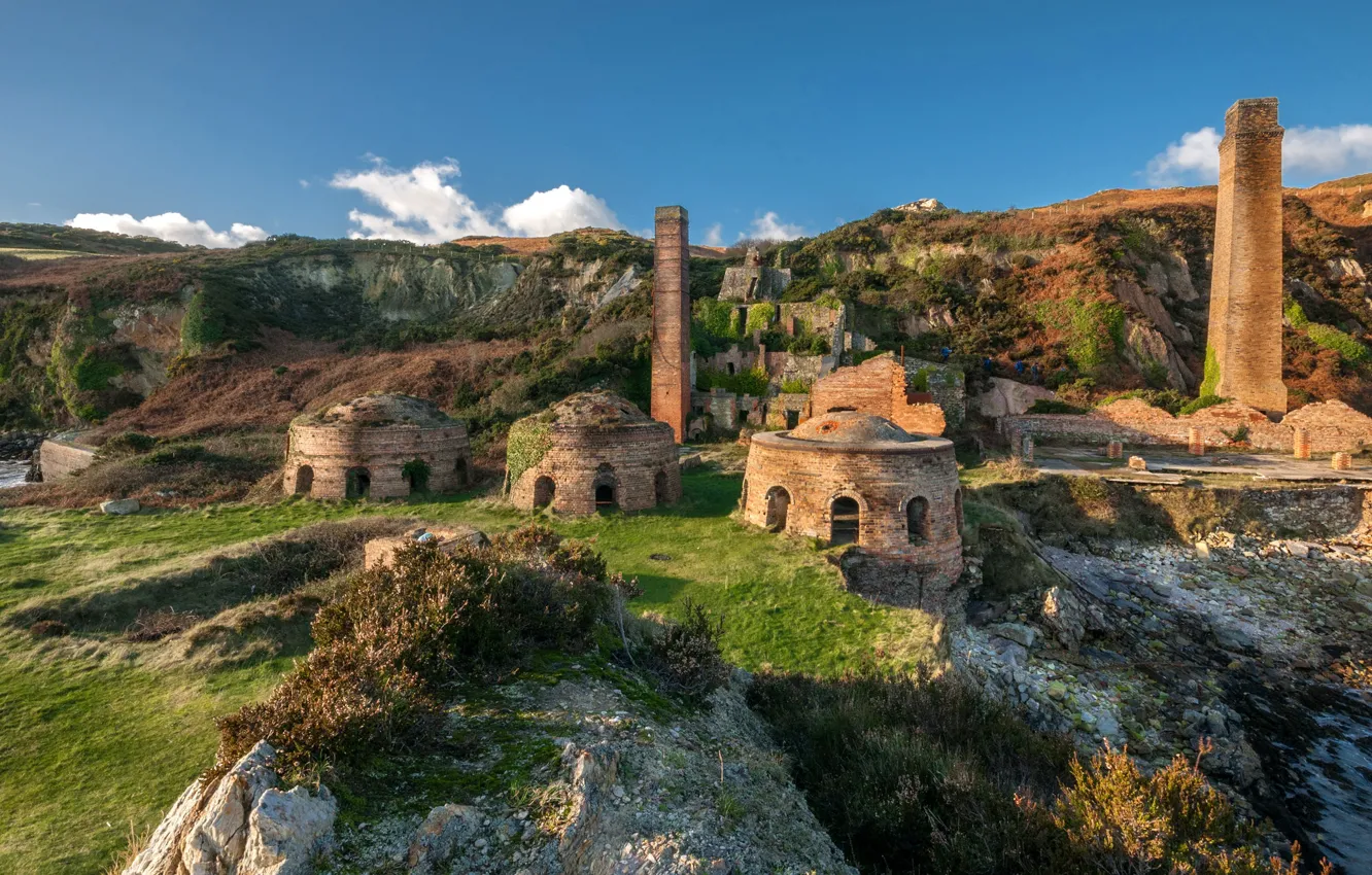 Фото обои труба, Уэльс, Англси, Porth Wen Brickworks, старая кирпичная фабрика