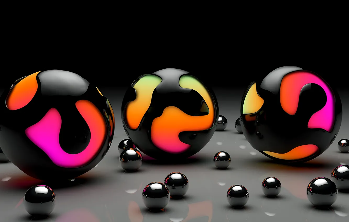 Фото обои цвета, шарики, поверхность, шар, арт, сфера, глянцевые