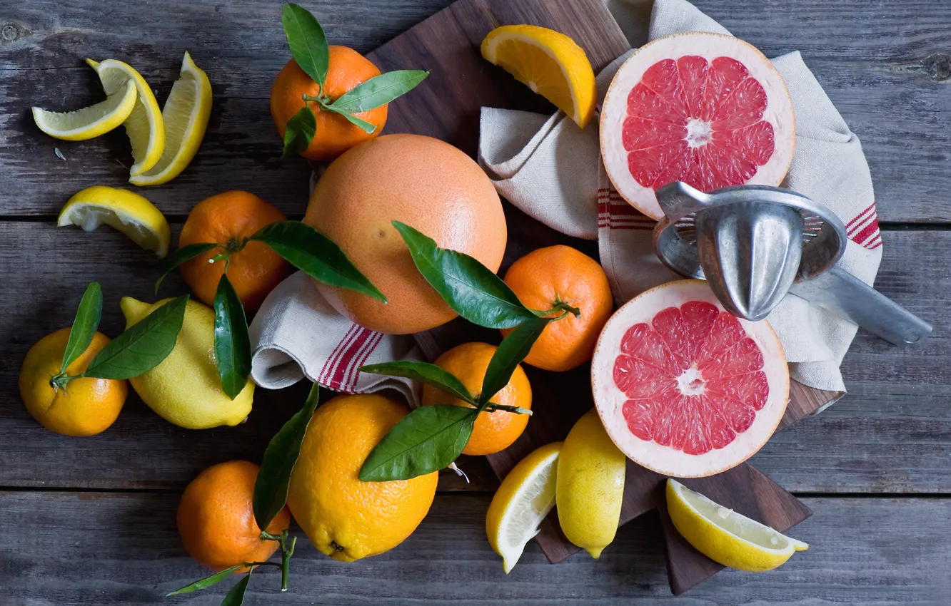 Фото обои цитрусы, лимоны, мандарины, грейпфруты