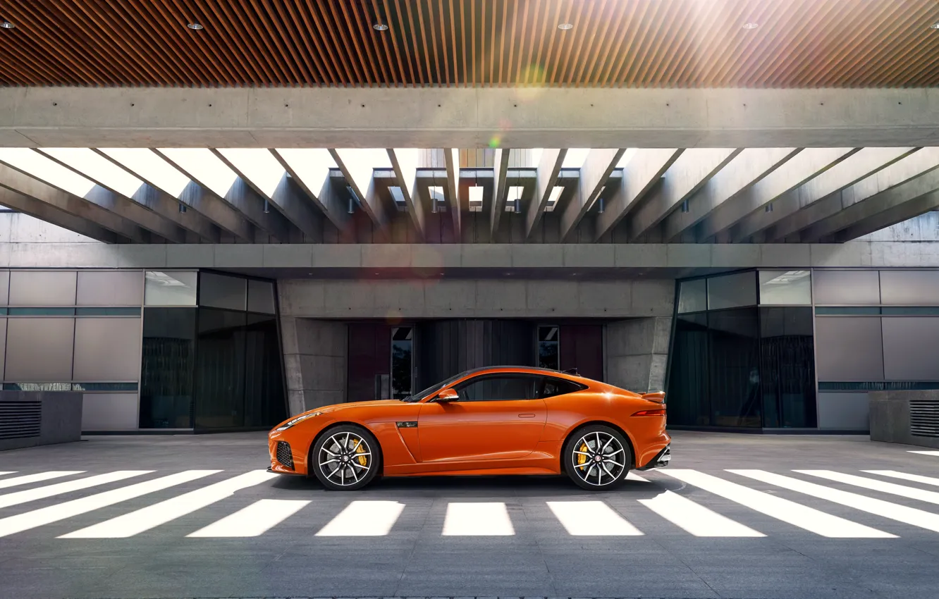 Фото обои оранжевый, купе, Jaguar, ягуар, Coupe, F-Type