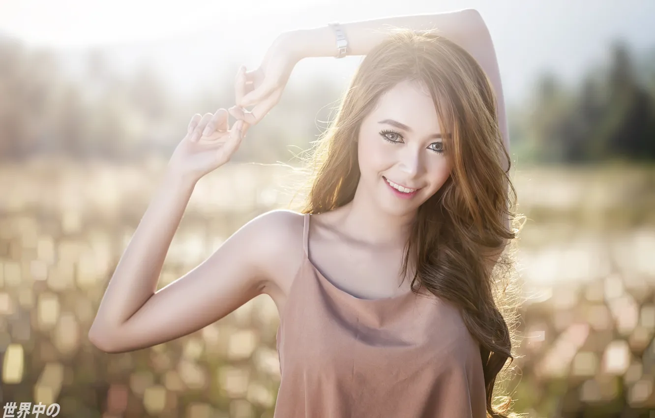 Фото обои woman, oriental, beautiful, look, smile