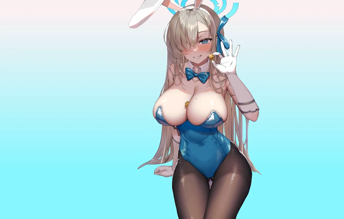 Фото обои girl, hot, sexy, boobs, anime, stockings, pretty, blonde