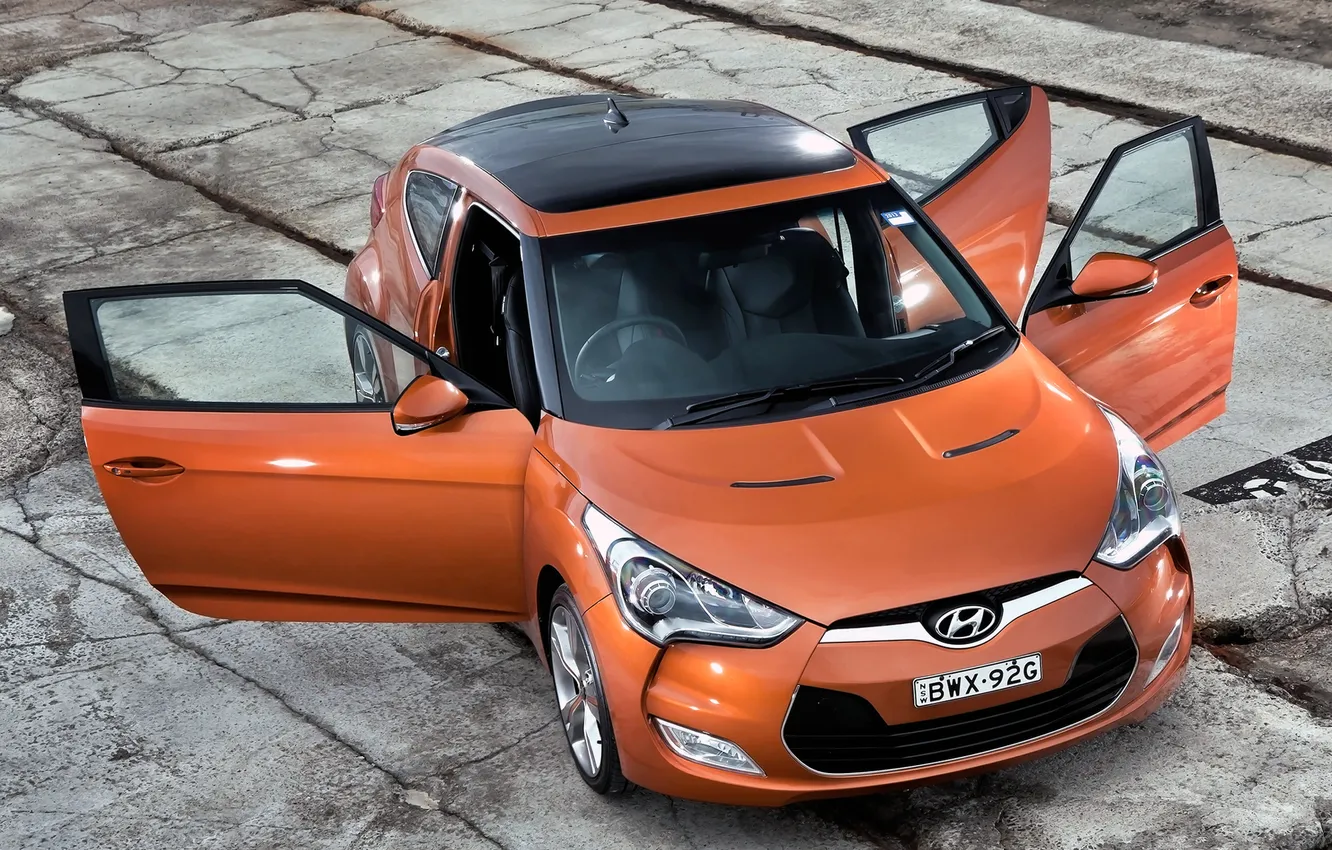 Фото обои машина, двери, Hyundai, ракурс, Veloster