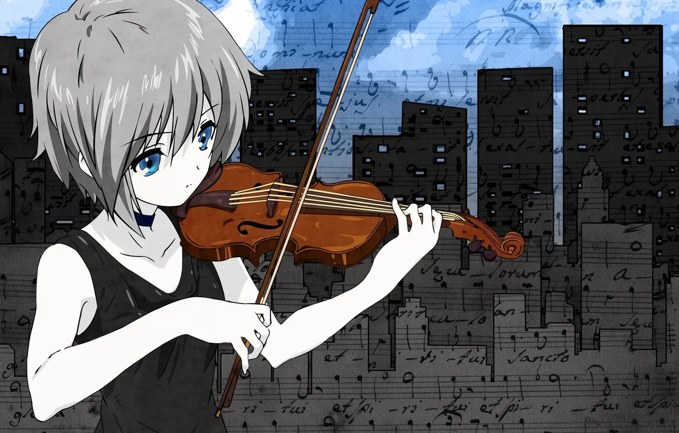 Фото обои музыка, скрипка, аниме, арт