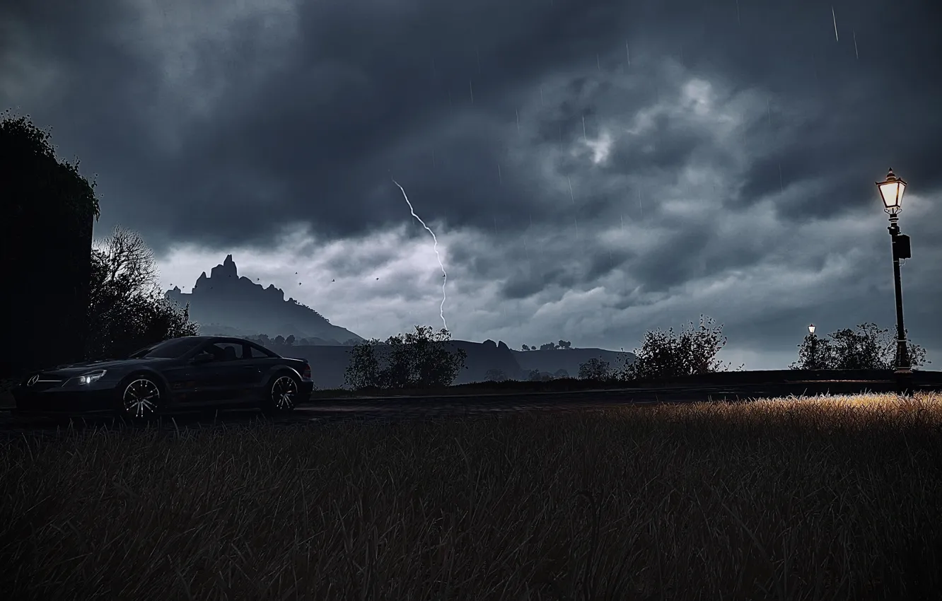 Фото обои HDR, Mercedes, Benz, Clouds, Storm, AMG, Mountain, Game