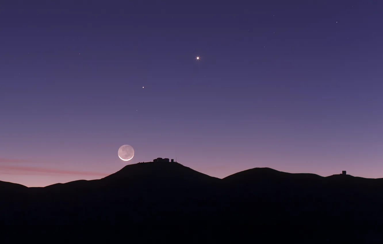 Фото обои звезды, Луна, Юпитер, Венера