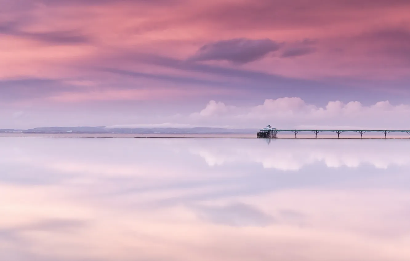 Фото обои reflections, clevedon pier, marine lake, somerset