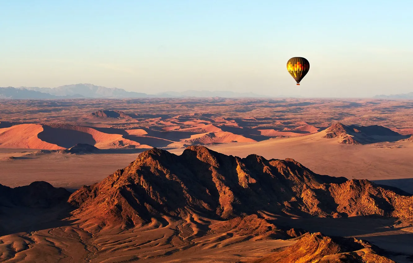 Фото обои Landscape, Mountain, Africa, View, Desert, Ballooning
