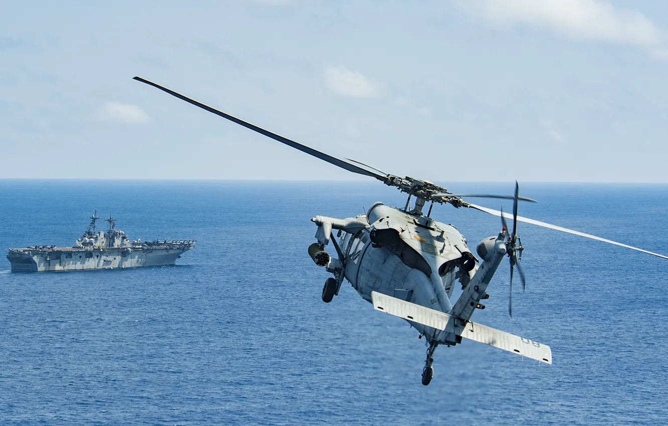 Фото обои море, корабль, Sea Hawk, MH-60R