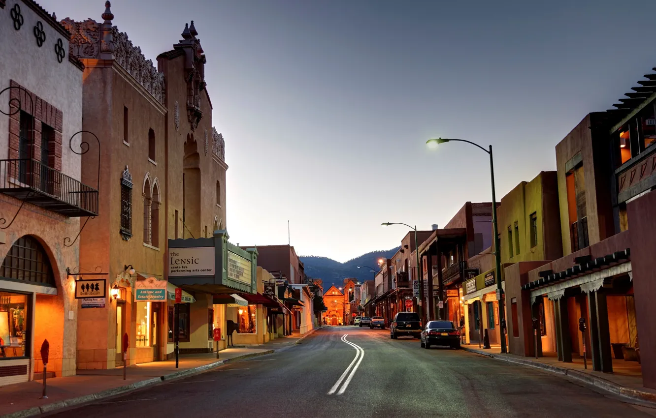 Фото обои город, улица, вечер, New Mexico, Santa Fe