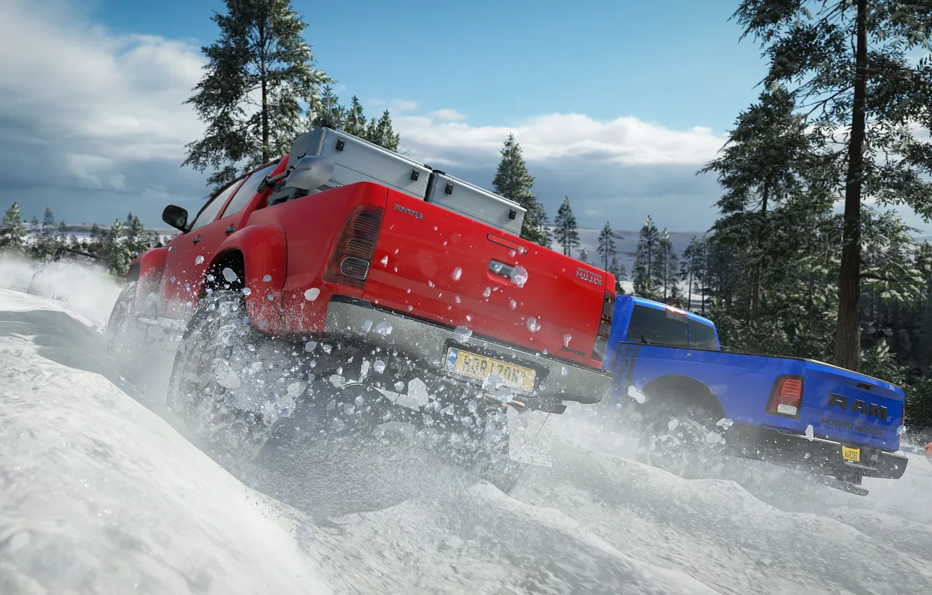 Фото обои trucks, Forza Horizon 4, Snowy trucks