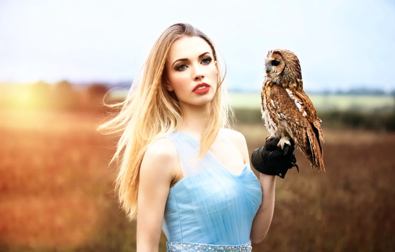 Фото обои девушка, сова, Inese Stoner, My magic owl