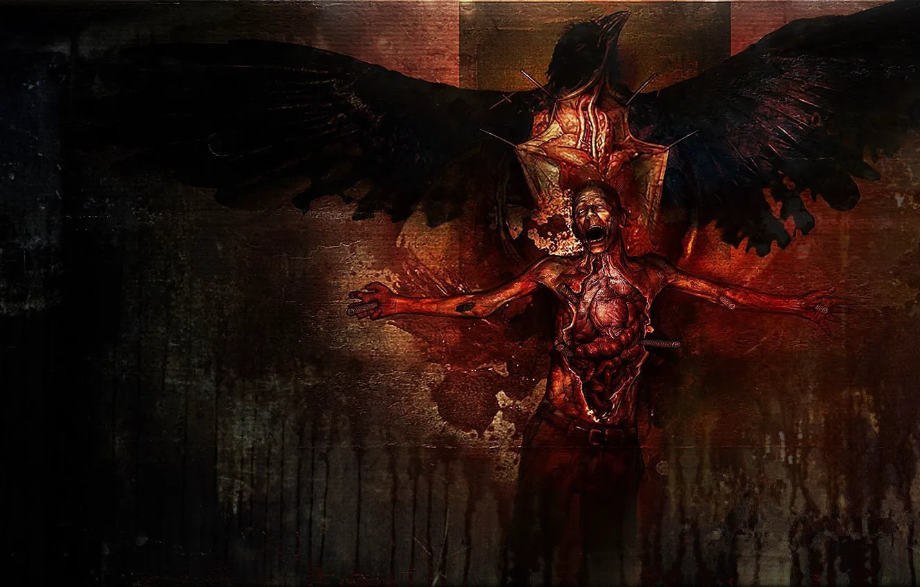 Фото обои птица, ужас, трупы, Sega, Criminal Origins, Condemned, monolith