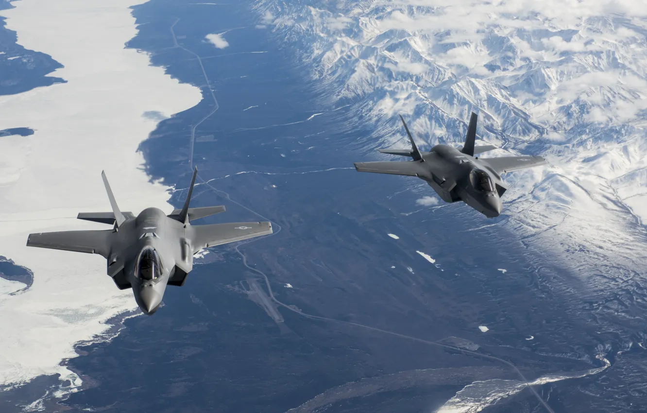Фото обои ВВС США, истребитель-бомбардировщик, Lightning II, Lockheed Martin, F-35A