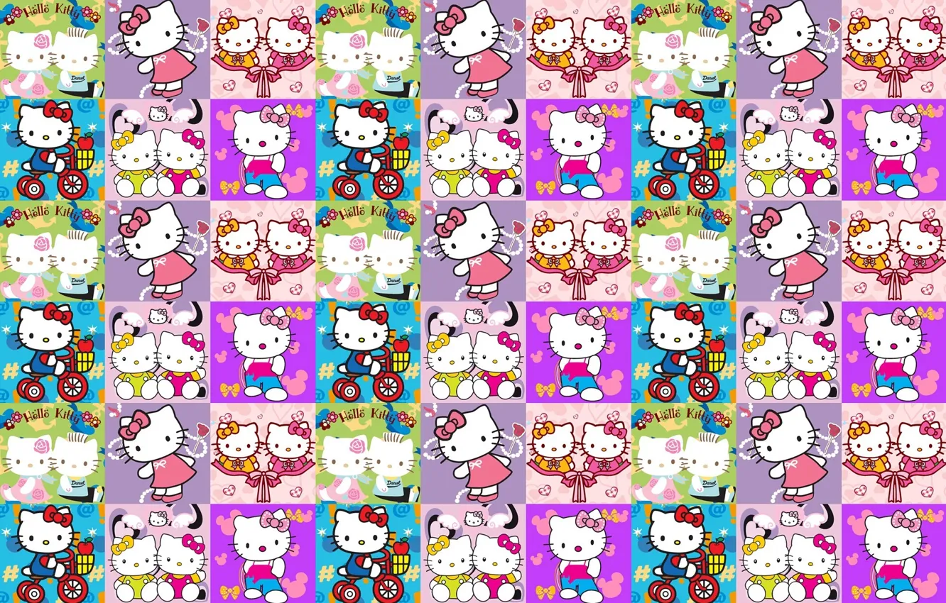 Фото обои фон, текстура, арт, Hello Kitty, детская, девочкам, Китти